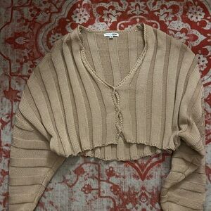 Fashion Nova Beige V-Neck Cardigan